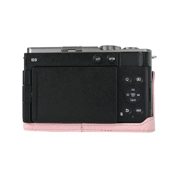 Panasonic Lumix S9 Camera Case Large Cutout Litchi Texture Vegan Leather Protective Cover - Pink Hot on Sale