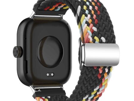 Xiaomi Smart Band 8 Pro   Redmi Watch 4 Loop Strap Magnetic Buckle Woven Watch Band - Black+Rainbow Cheap