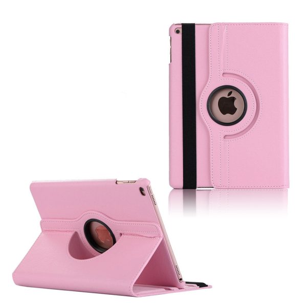 iPad (2017) litchi grain rotating PU leather case - Deep Pink Cheap