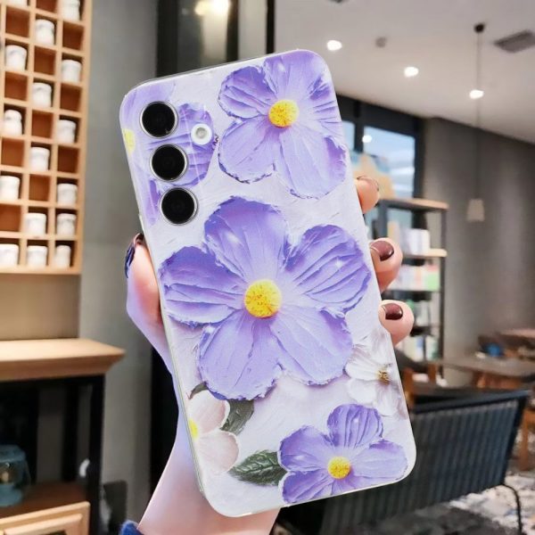 Samsung Galaxy S24 FE Case Pattern Printing Flexible Phone Cover Clear Edge - Purple Flower Online Sale