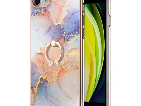 Marble patterned cover with ring holder for iPhone SE (2022)   2020   8 - Milky Way Marble White Online