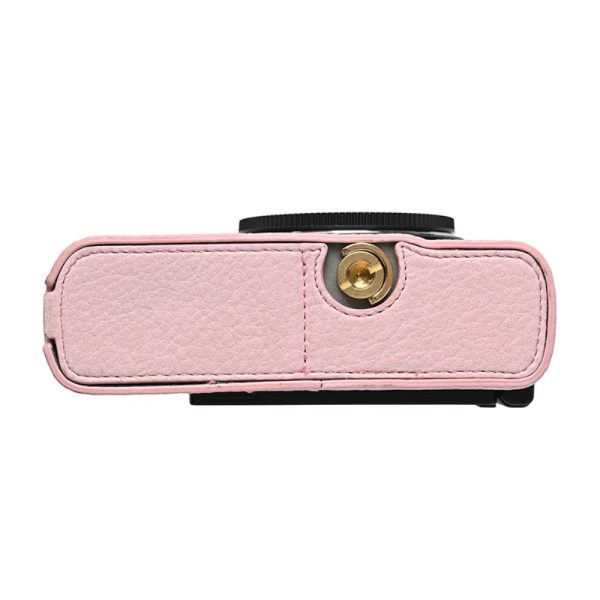 Panasonic Lumix S9 Camera Case Large Cutout Litchi Texture Vegan Leather Protective Cover - Pink Hot on Sale