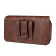 Universal cowhide leather and nylon phone belt bag for 6.7-6.9 inch phones - Brown Fashion