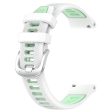 18mm Universal dual color cross strip silicone strap - White   Teal Green Discount