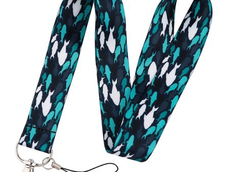 Universal whale pattern phone lanyard - School of Fishes in Blue and White Sale