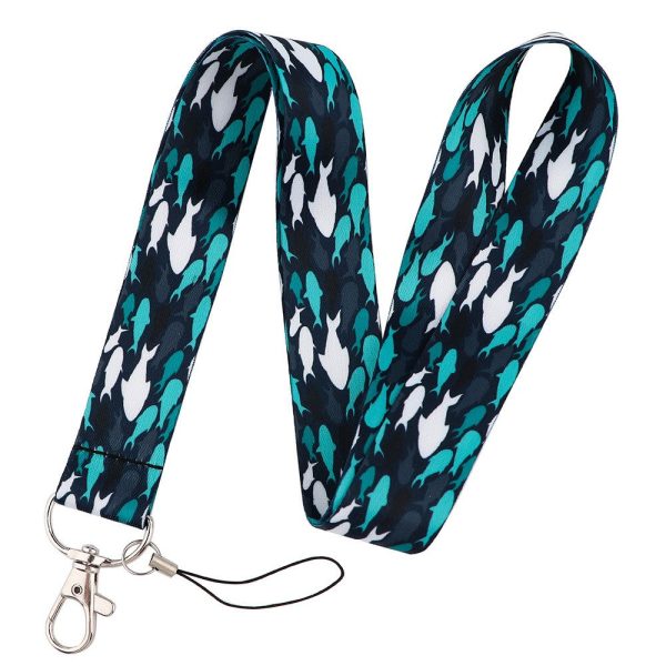 Universal whale pattern phone lanyard - School of Fishes in Blue and White Sale