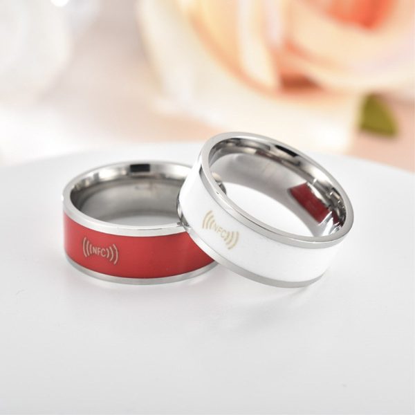 Smart editable stainless steel NFC ring - Red   8# Online Sale