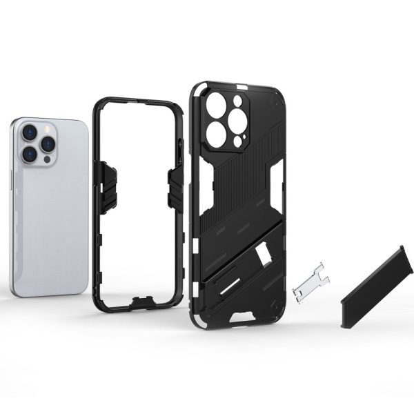 Shockproof hybrid cover with a modern touch for iPhone 15 Pro - Black on Sale