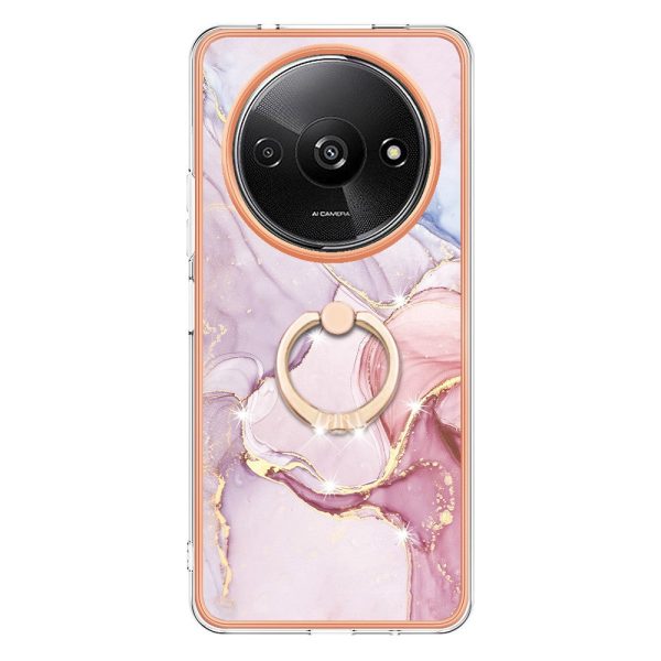 Marble patterned Xiaomi Redmi A3   Xiaomi Poco C61 cover with ring holder - Rose Gold 005 Sale