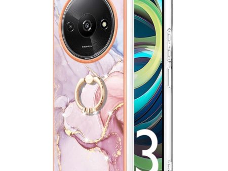 Marble patterned Xiaomi Redmi A3   Xiaomi Poco C61 cover with ring holder - Rose Gold 005 Sale