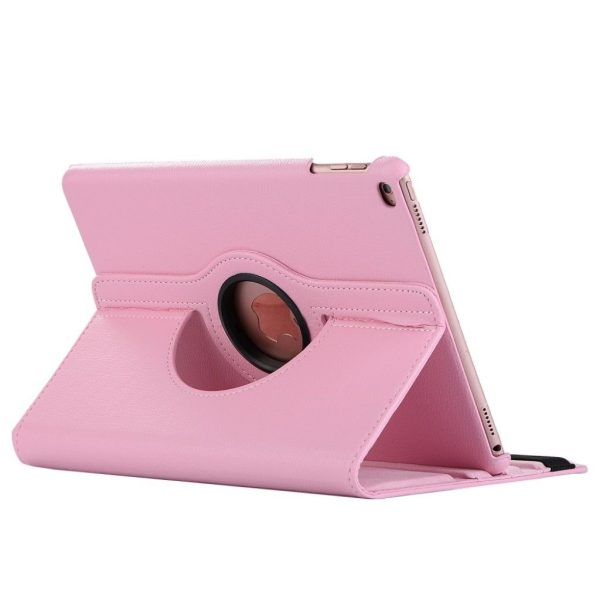 iPad (2017) litchi grain rotating PU leather case - Deep Pink Cheap