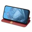 Google Pixel 9 Pro XL leather case with a stylish rhombus imprint - Red Online now