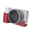 Sony Alpha ZV-E10 II Camera Case Large Cutout Litchi Texture Vegan Leather Protective Cover - Red Supply