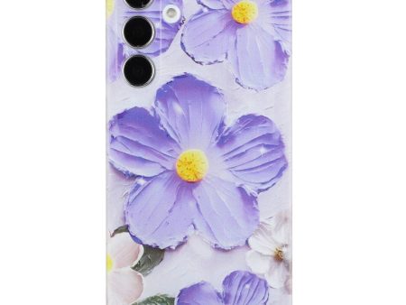 Samsung Galaxy S24 FE Case Pattern Printing Flexible Phone Cover Clear Edge - Purple Flower Online Sale