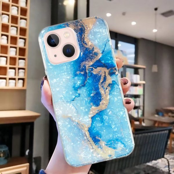 Marble iPhone 15 case - Blue Gold Marble Hot on Sale