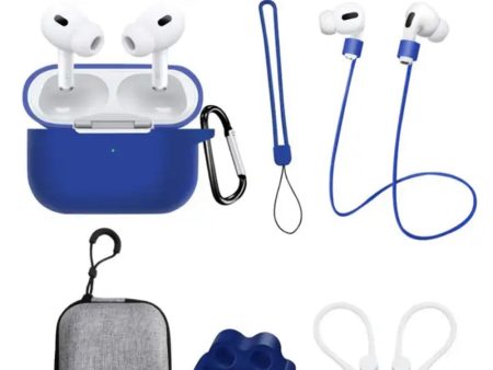 AirPods Pro 2 silicone cover with storage bag and accessories - Blue Supply