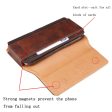 Universal cowhide leather and nylon phone belt bag for 6.7-6.9 inch phones - Brown Fashion