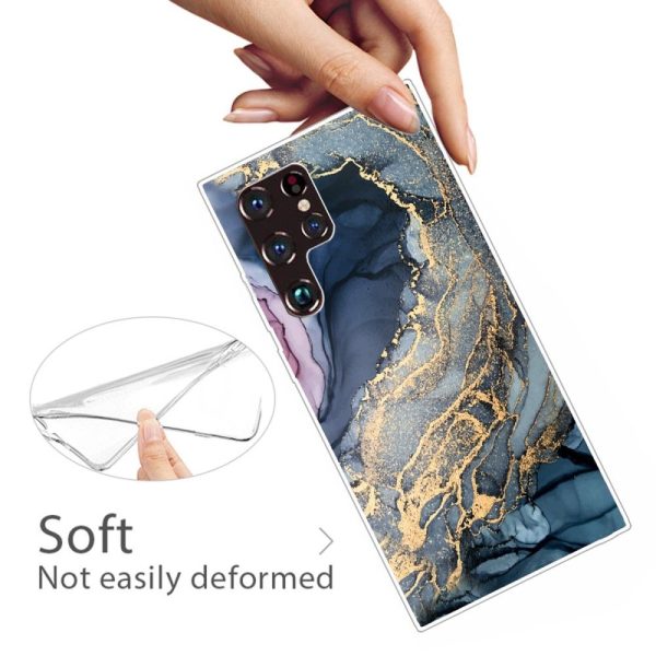 Marble Samsung Galaxy S22 Ultra case - Blue on Golden Splash Marble For Discount