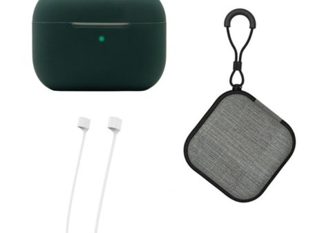 AirPods Pro 2 silicone case with strap and storage box - Blackish Green Online now