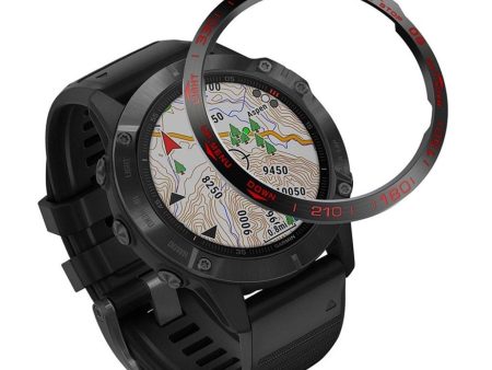 Garmin Fenix 6 cool stainless steel bezel - Black   Red Cheap