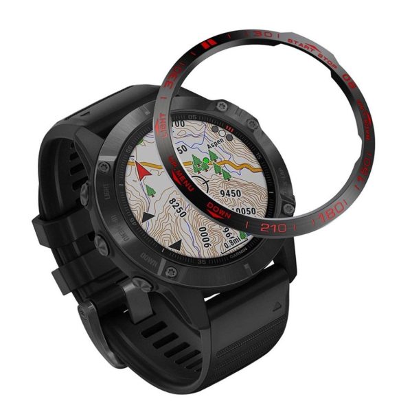 Garmin Fenix 6 cool stainless steel bezel - Black   Red Cheap