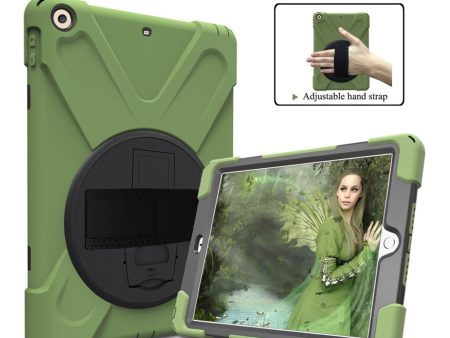 iPad (2018) X-Shape kickstand combo case with hand holder strap - Army Green Sale