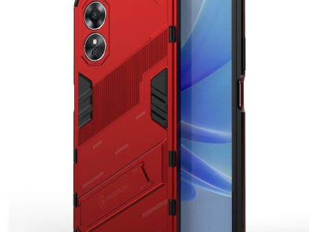 Shockproof Oppo A17 hybrid cover with a modern touch - Red For Sale