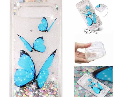 Samsung Galaxy S10 glittery sequins patterned case - Blue Butterfly Online now