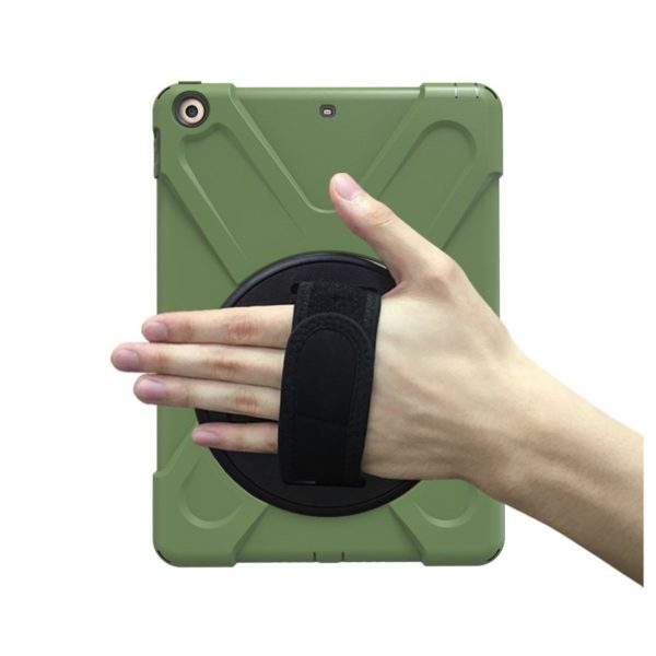 iPad (2018) X-Shape kickstand combo case with hand holder strap - Army Green Sale