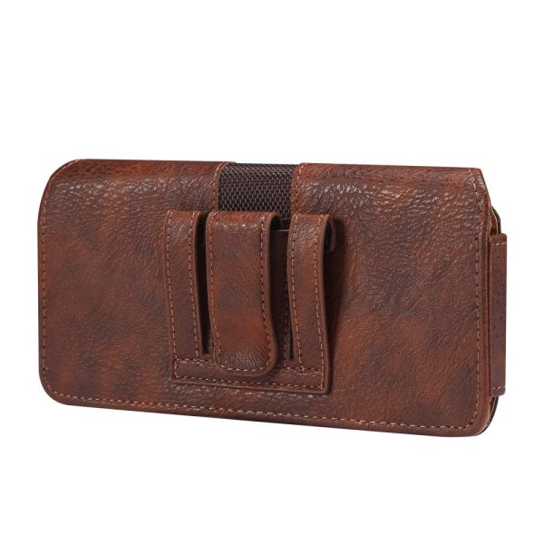 Universal cowhide leather phone belt bag for 6.7-6.9 inch phones - Brown Supply