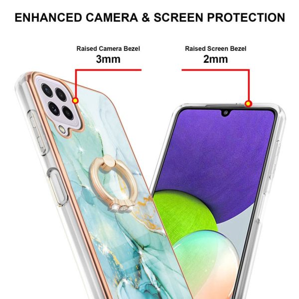 Marble patterned cover with ring holder for Samsung Galaxy A22 4G   M32 - Green Marble Haze Supply