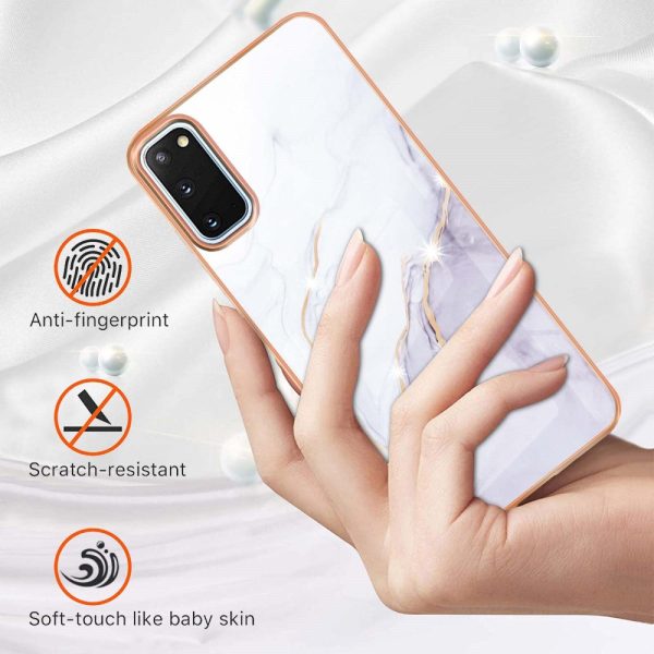 IMD IML Electroplating Marble Pattern Shell Anti-fingerprint Back Case for Samsung Galaxy S20 4G S20 5G - White 006 For Sale