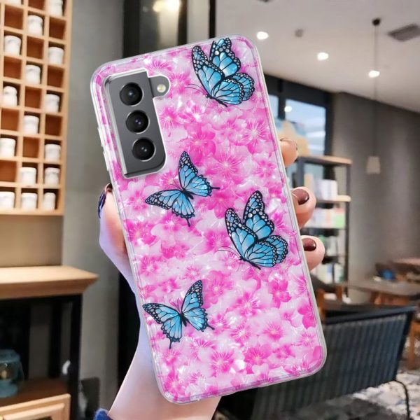 Marble Samsung Galaxy S21 Plus 5G case - Butterfly and Flower For Discount