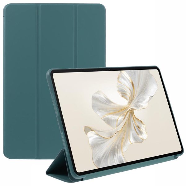 Honor Pad 9 Case Scratch Resistant Vegan Leather and Silicone Tri-fold Stand Tablet Cover - Blackish Green Supply