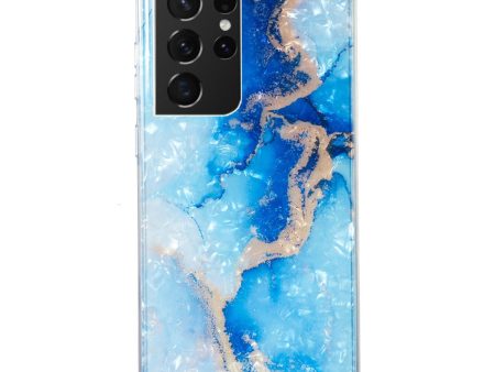 Marble Samsung Galaxy S21 Ultra 5G case - Blue Gold Marble Sale