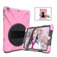 iPad (2018) X-Shape kickstand combo case with hand holder strap - Pink For Cheap