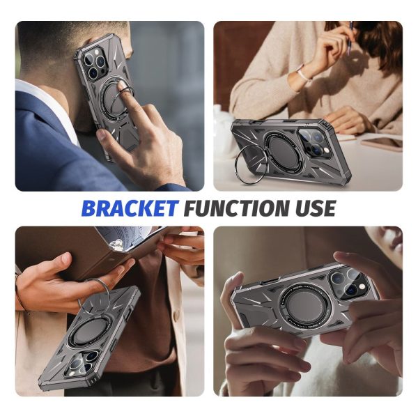 iPhone 16 Pro Max Case Compatible with MagSafe Flexible and Bump Resistant Kickstand Phone Cover - Grey Online Hot Sale