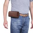 Universal cowhide leather and nylon phone belt bag for 6.7-6.9 inch phones - Brown Fashion