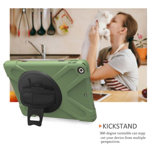 iPad (2018) X-Shape kickstand combo case with hand holder strap - Army Green Sale