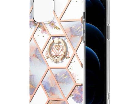 Marble patterned cover with ring holder for iPhone 13 - Crown For Discount