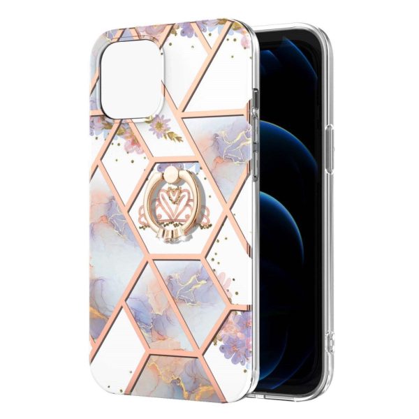 Marble patterned cover with ring holder for iPhone 13 - Crown For Discount