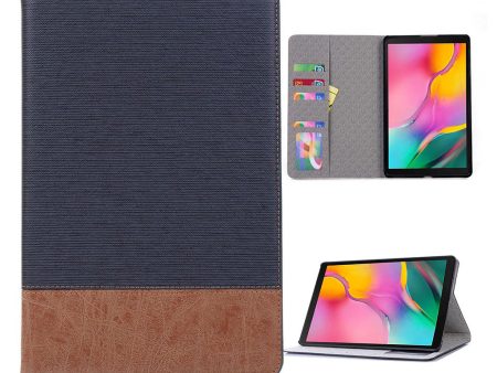 Samsung Galaxy Tab S5e cross texture splicing leather case - Dark Blue For Sale