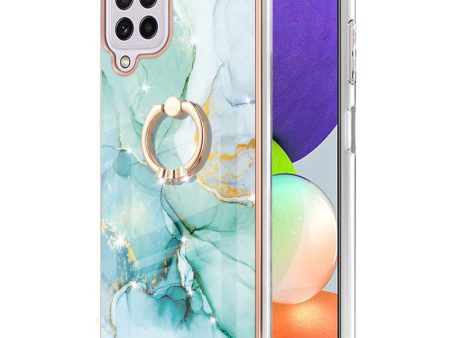 Marble patterned cover with ring holder for Samsung Galaxy A22 4G   M32 - Green Marble Haze Supply