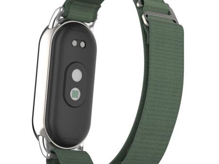 Xiaomi Smart Band 8 nylon strap with silver connector - Army Green Sale