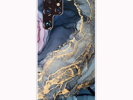 Marble Samsung Galaxy S22 Ultra case - Blue on Golden Splash Marble For Discount