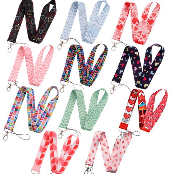 Universal heart shaped pattern phone lanyard - White, Red and Yellow Hearts Sale