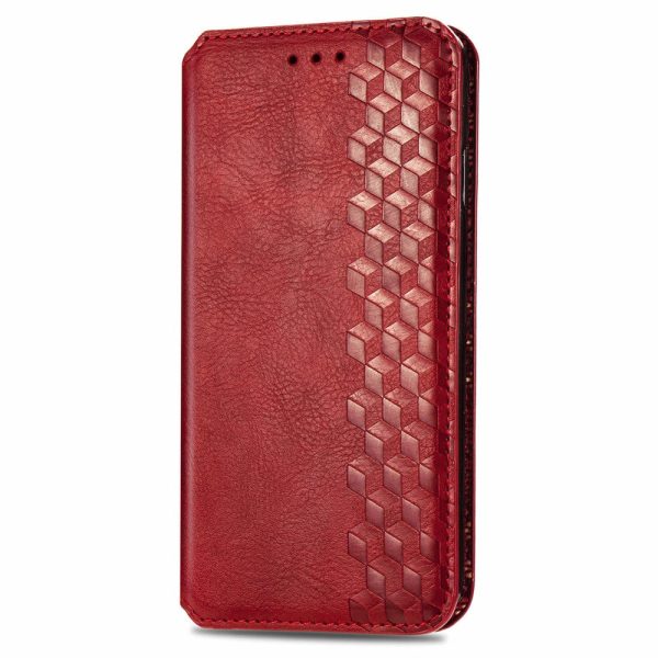 Google Pixel 9 Pro XL leather case with a stylish rhombus imprint - Red Online now