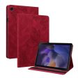 Red leather tablet case for Samsung Galaxy Tab A9 Plus with card holder and butterfly flower imprint Fashion