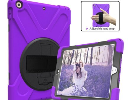 iPad (2018) X-Shape kickstand combo case with hand holder strap - Purple Discount