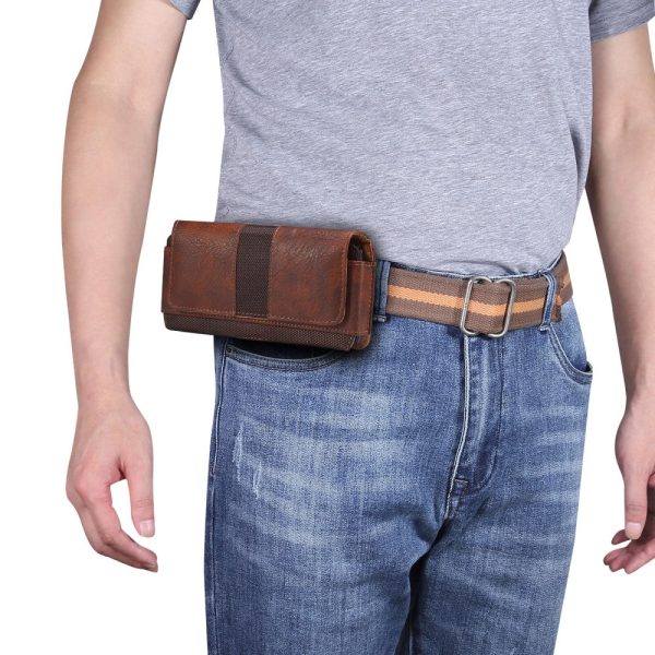 Universal cowhide leather phone belt bag for 6.7-6.9 inch phones - Brown Supply